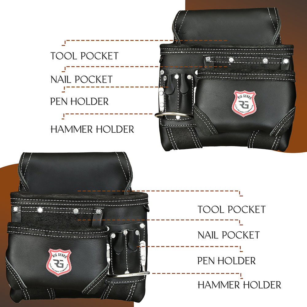 10-Pocket Heavy-Duty Leather Tool Belt – Multipurpose Carpenter, Electrician, & Construction Tool Organizer