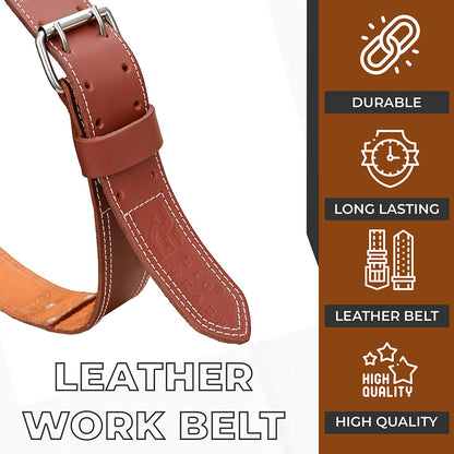 Leather Tool Belt for Men – 2-Inch Quality Grain Adjustable Leather Work Belt for Carpenters, Framers, and Electricians