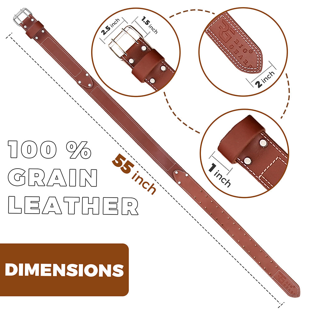 Leather Tool Belt for Men – 2-Inch Quality Grain Adjustable Leather Work Belt for Carpenters, Framers, and Electricians