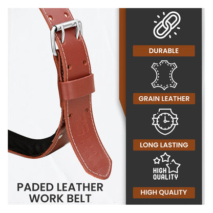 Leather tool belt for men grain leather work belts | 3 inch leather tool belt multipurpose along with foam padded tool belt (size 34" to 49" inch