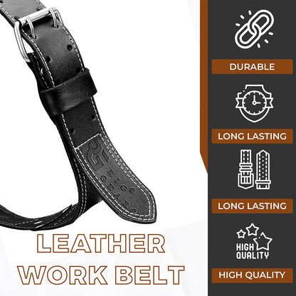 Adjustable Leather Tool Belt for Men and Women – 2-Inch Grain Leather Work Belt for Carpenters, Framers, Craftsmen, and Electricians