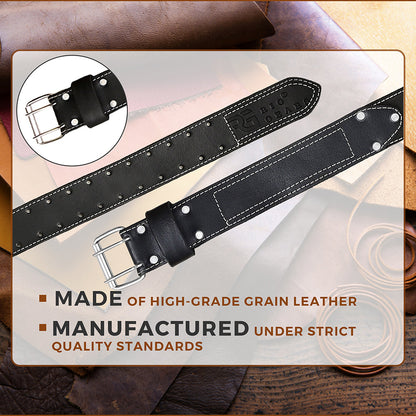 Adjustable Leather Tool Belt for Men and Women – 2-Inch Grain Leather Work Belt for Carpenters, Framers, Craftsmen, and Electricians