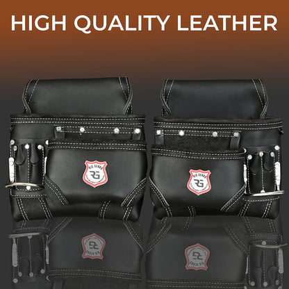 10-Pocket Heavy-Duty Leather Tool Belt – Multipurpose Carpenter, Electrician, & Construction Tool Organizer